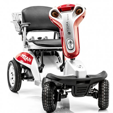 Red scooter used for mobility at Rice Village Medical Supply in Houston, Texas